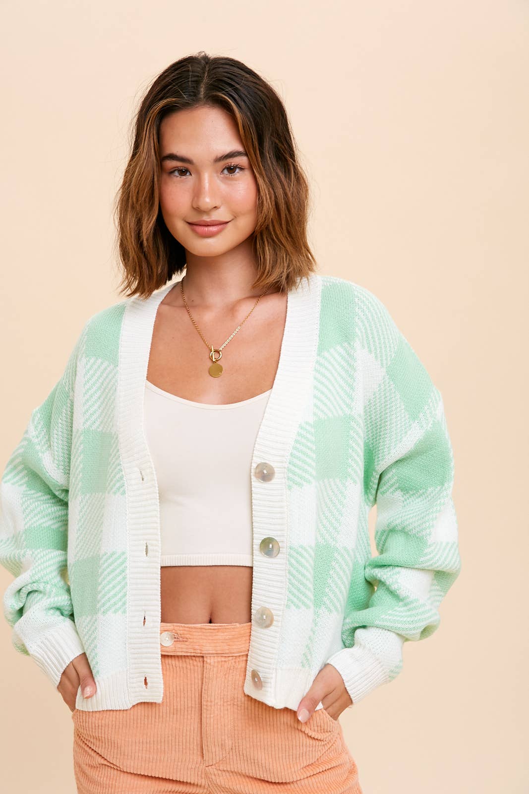 PLAID CHECKERED CARDIGAN