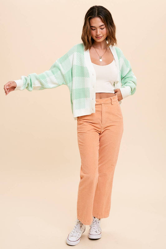 PLAID CHECKERED CARDIGAN