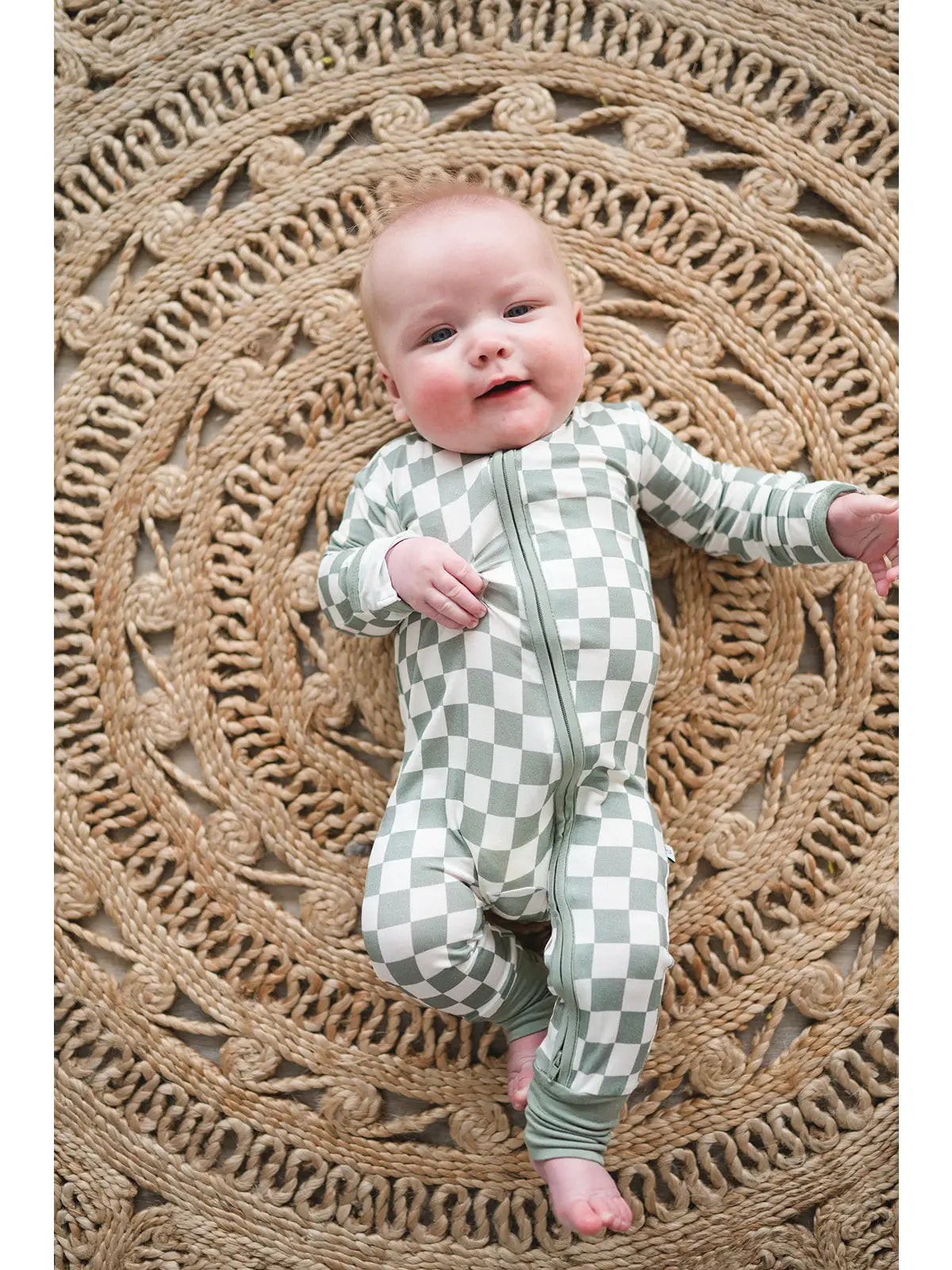 Zipper Romper- Jade Checker