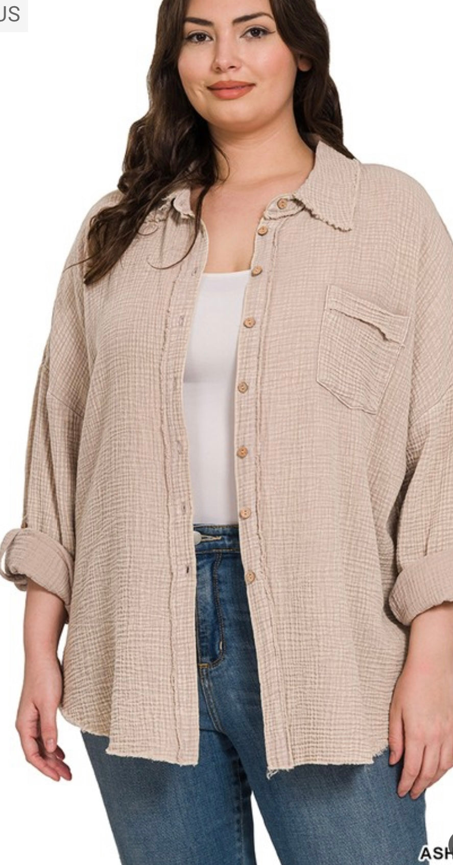 Acid wash Linen Button Down