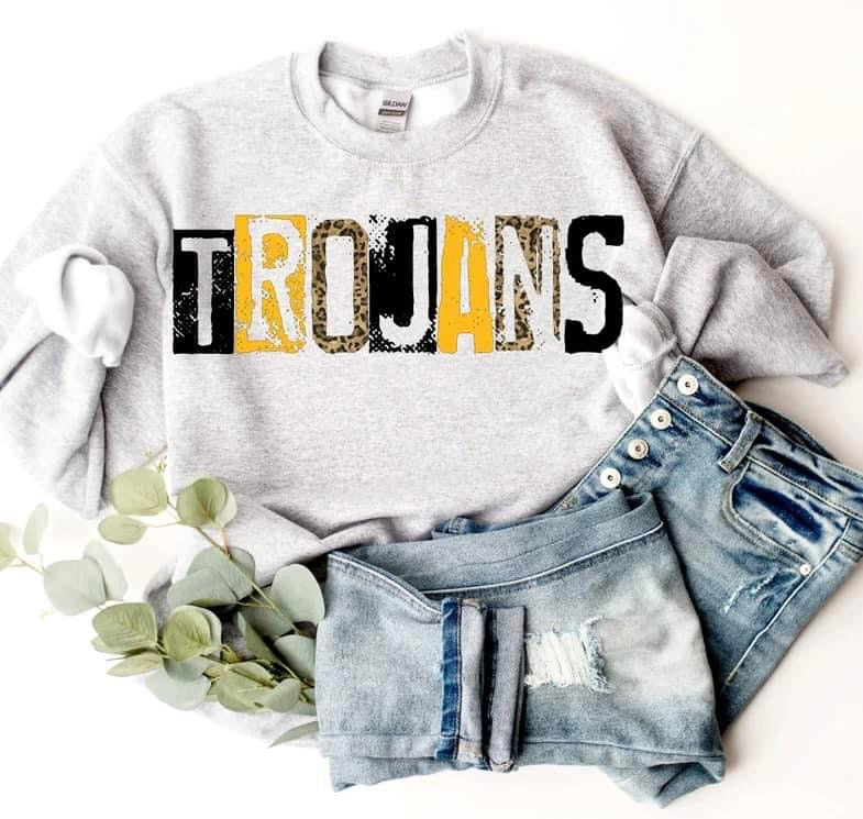 Leopard Trojans Block letter Crewneck