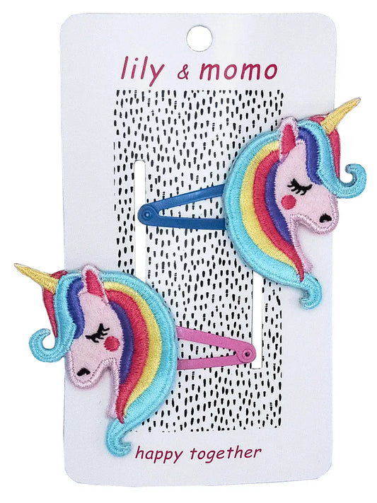 Unicorn embroidered clip