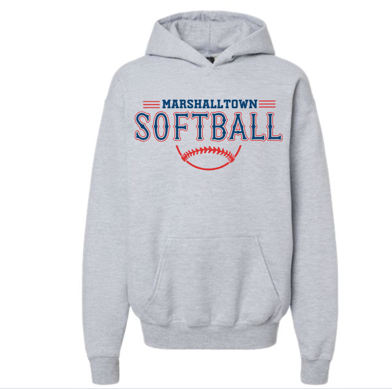 Unisex Grey Gildan Softball Hoodie