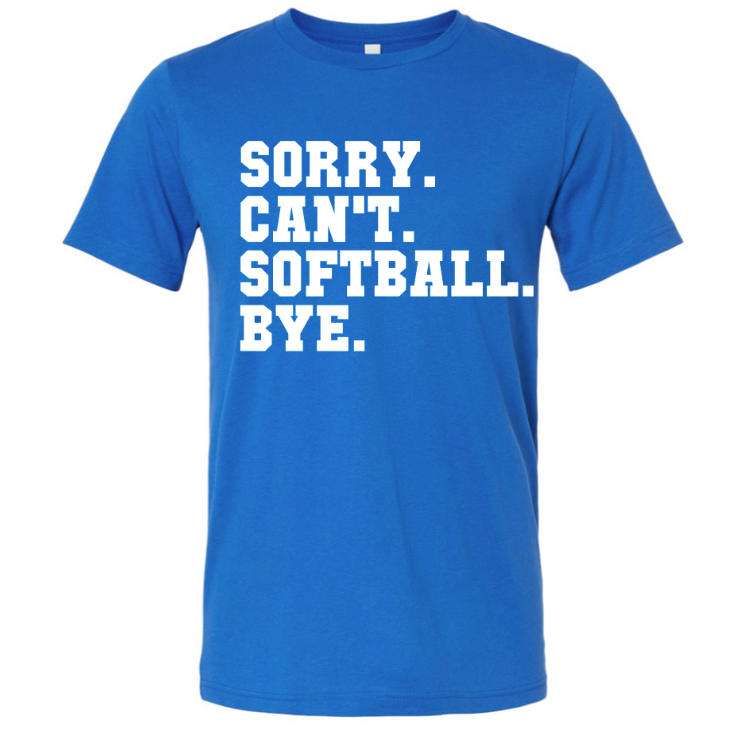 Unisex Bella Sorry, softball (Royal, Red, Black)