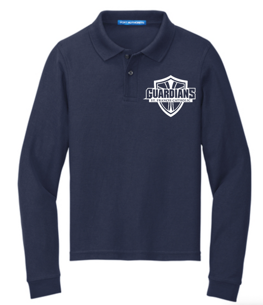 Youth Port Authority Longsleeve Logo Polo Navy