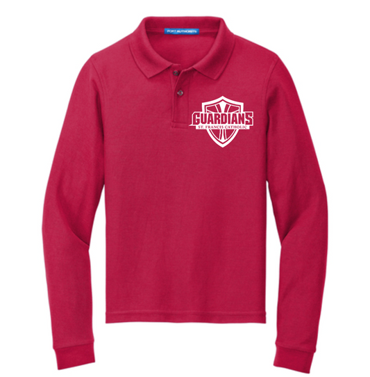 Youth Port Authority Longsleeve Logo Polo Red