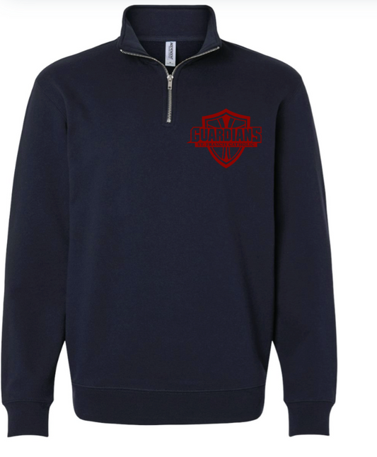 Unisex Adult Navy 1/4 zip with red
