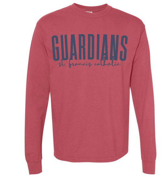 Adult Unisex Crimson with Navy Comfort Longsleeve