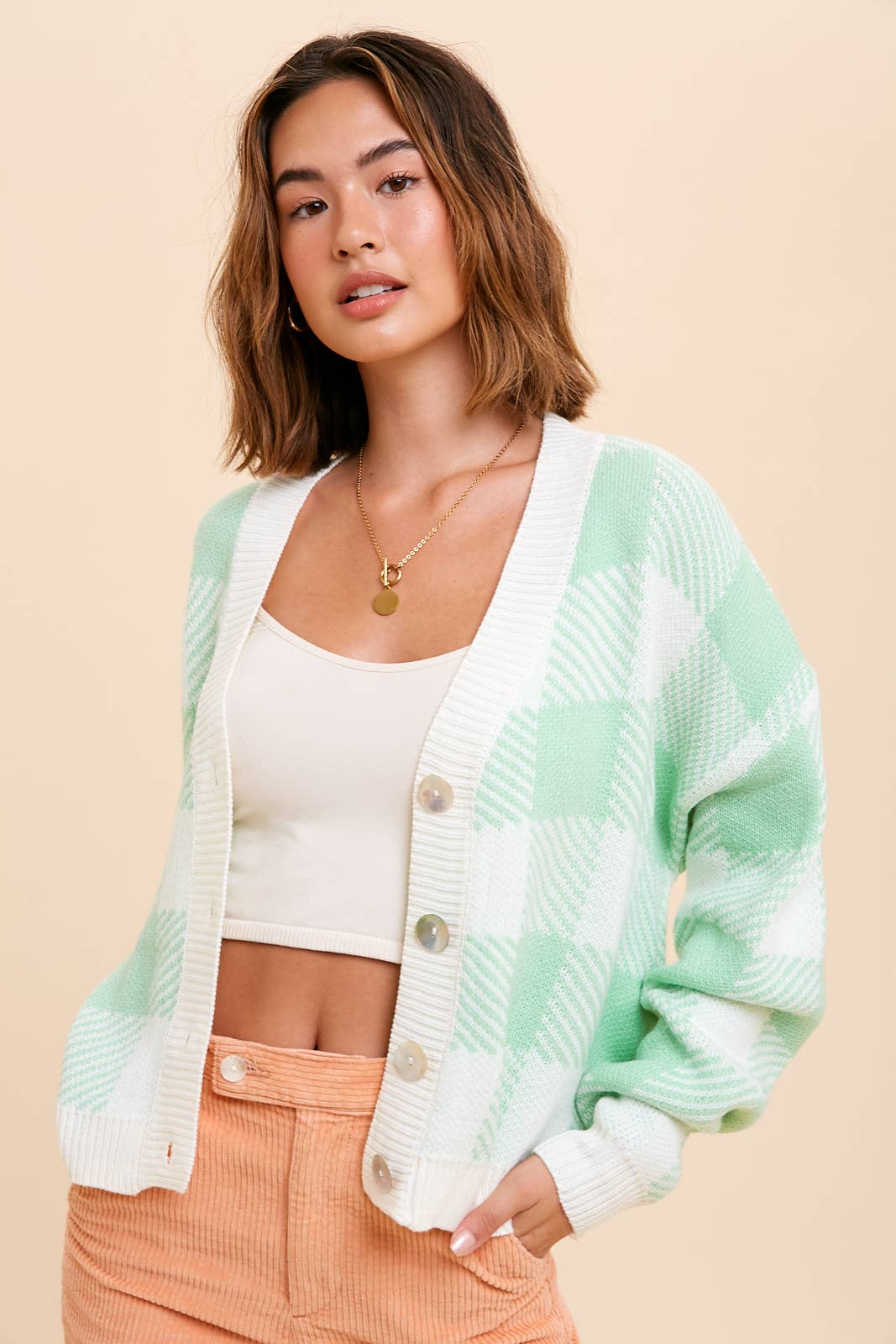 PLAID CHECKERED CARDIGAN