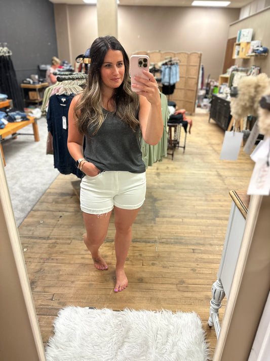 Classic White Denim Shorts