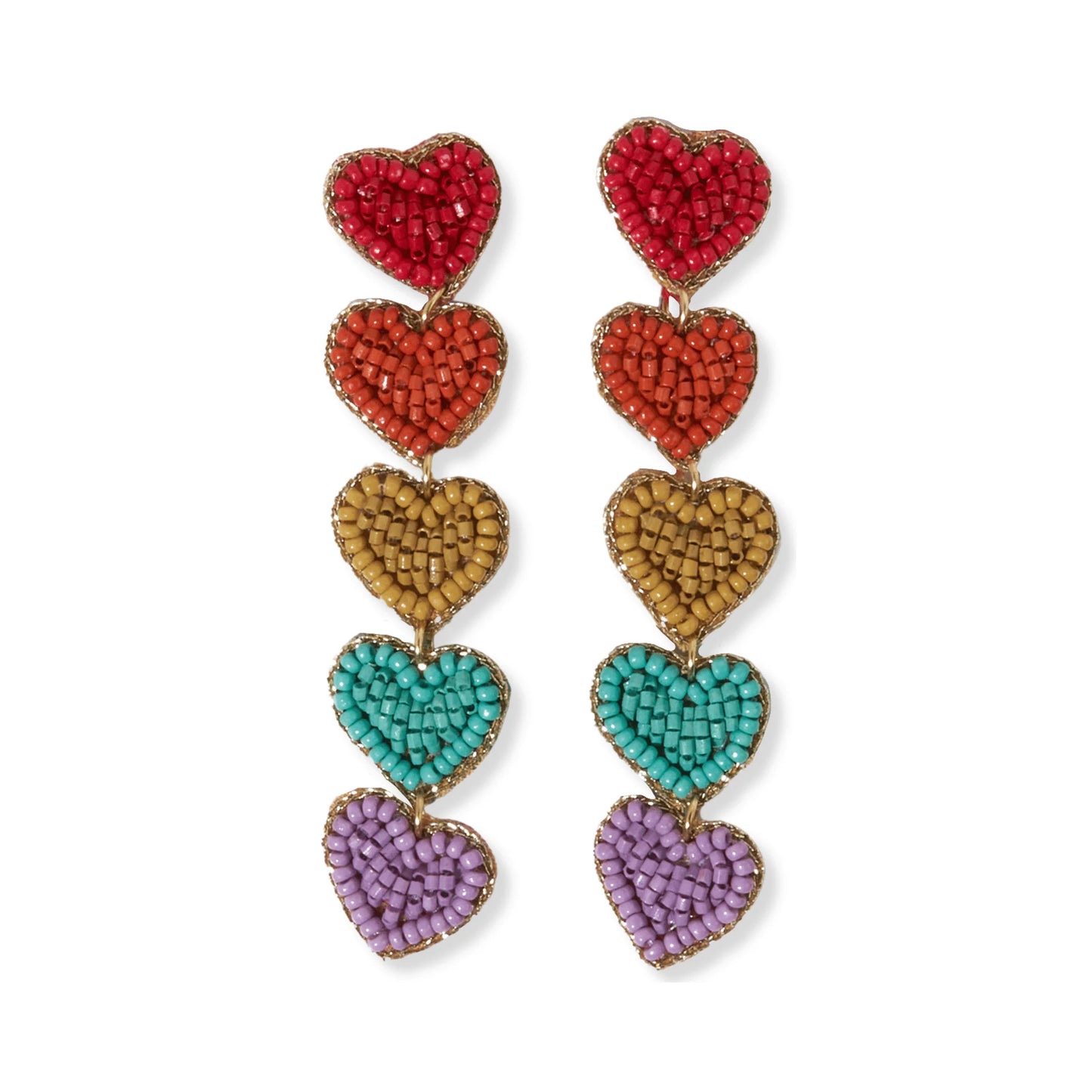Ink + Alloy Red Rainbow 5 heart dangle