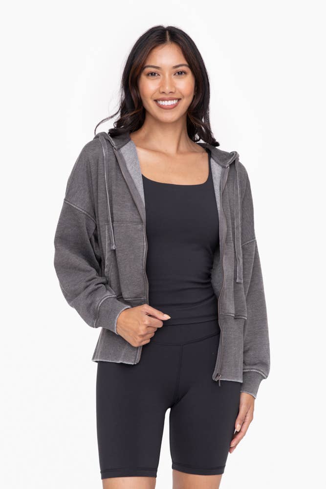 Fleece Hoodie Jacket with Tapered Sleeves