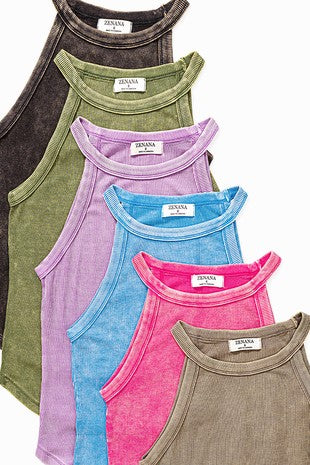 Basic Ribbed High Neck Cami