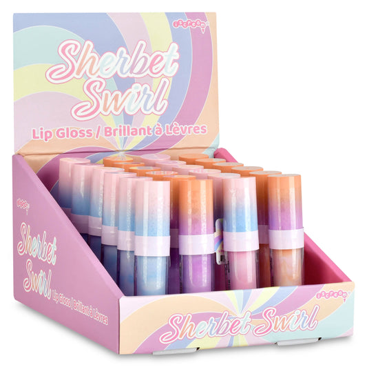 SHERBET SWIRL LIP GLOSS PDQ - 24 PIECES