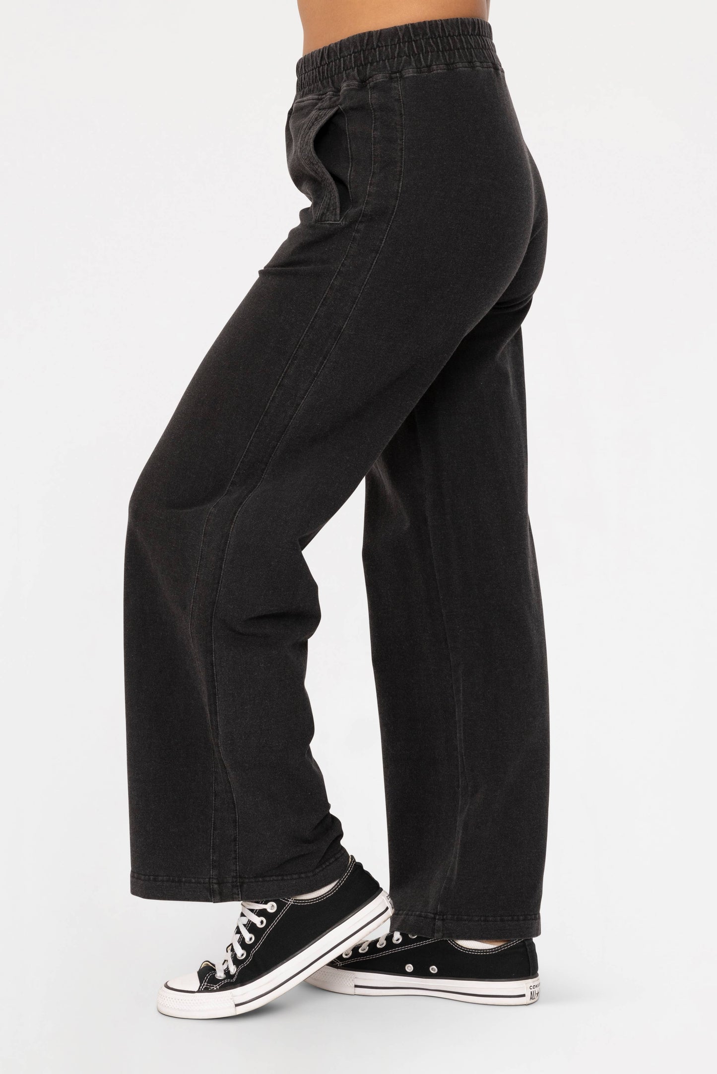 Mineral Washed French Terry Wide Leg Pants