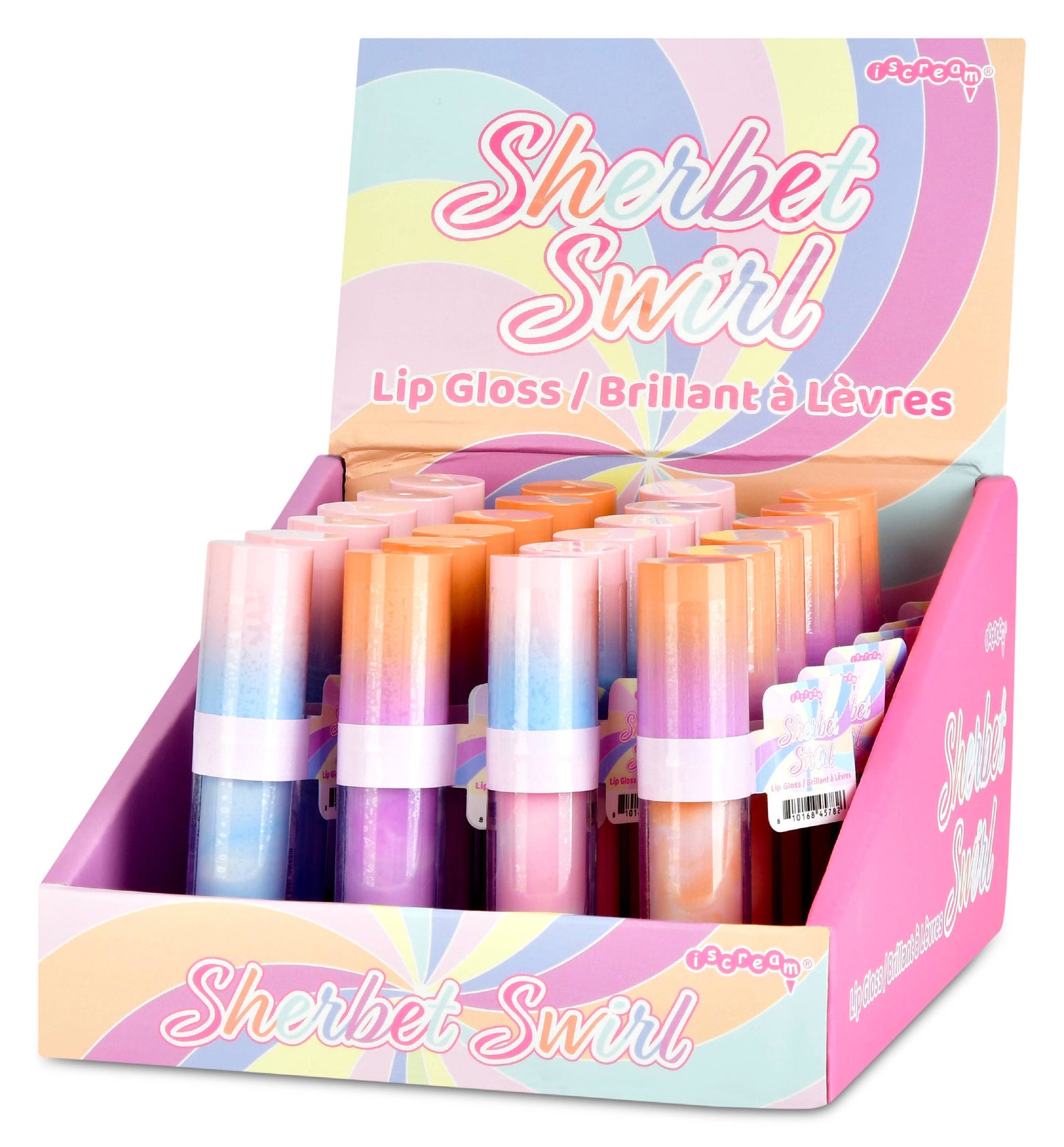 SHERBET SWIRL LIP GLOSS PDQ - 24 PIECES