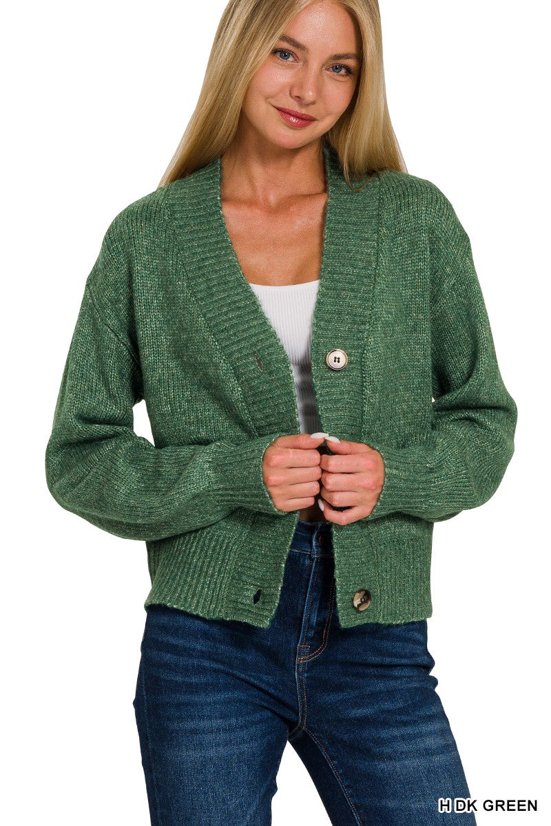 Harvest Button Cropped Cardigan