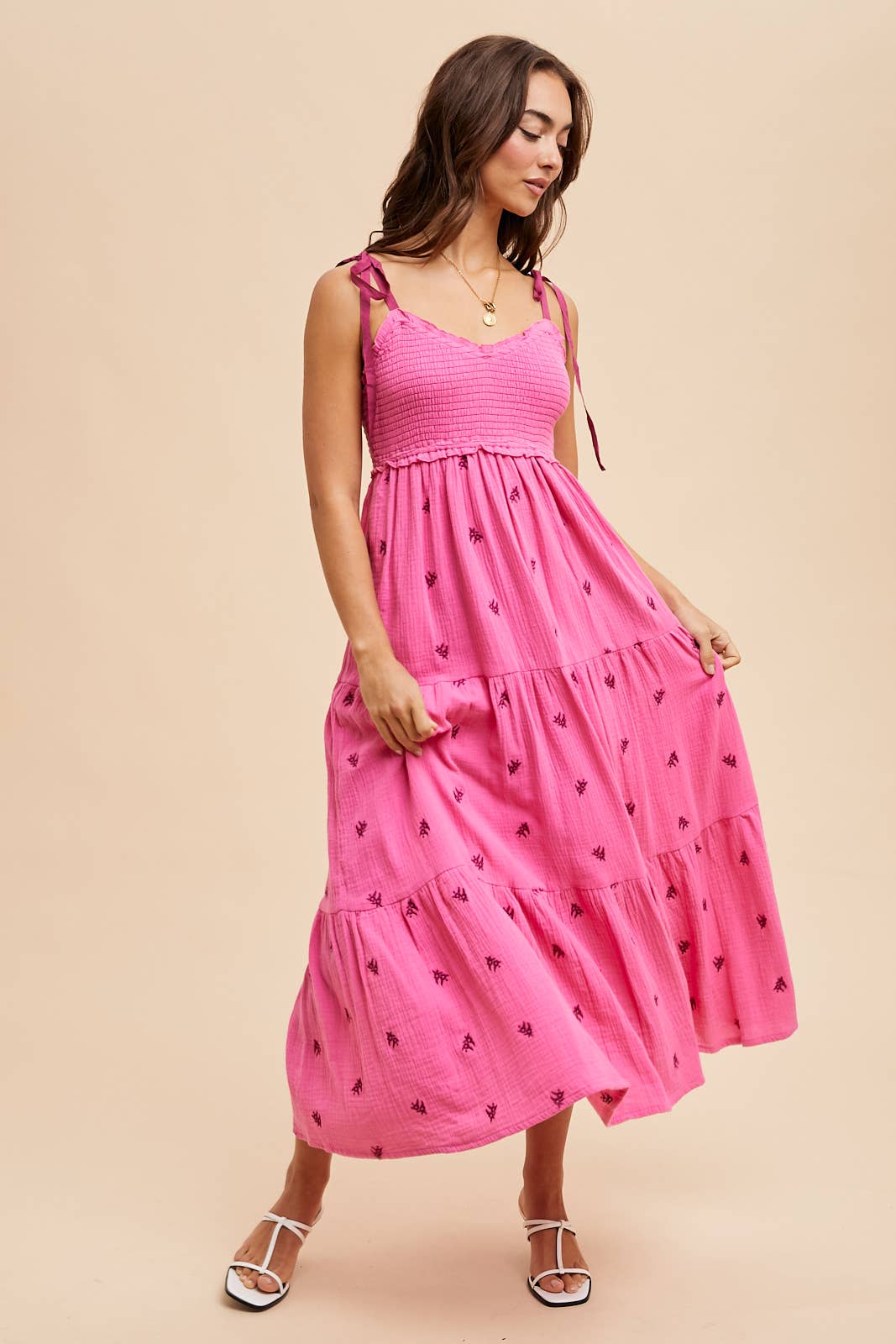 Hot pink floral maxi