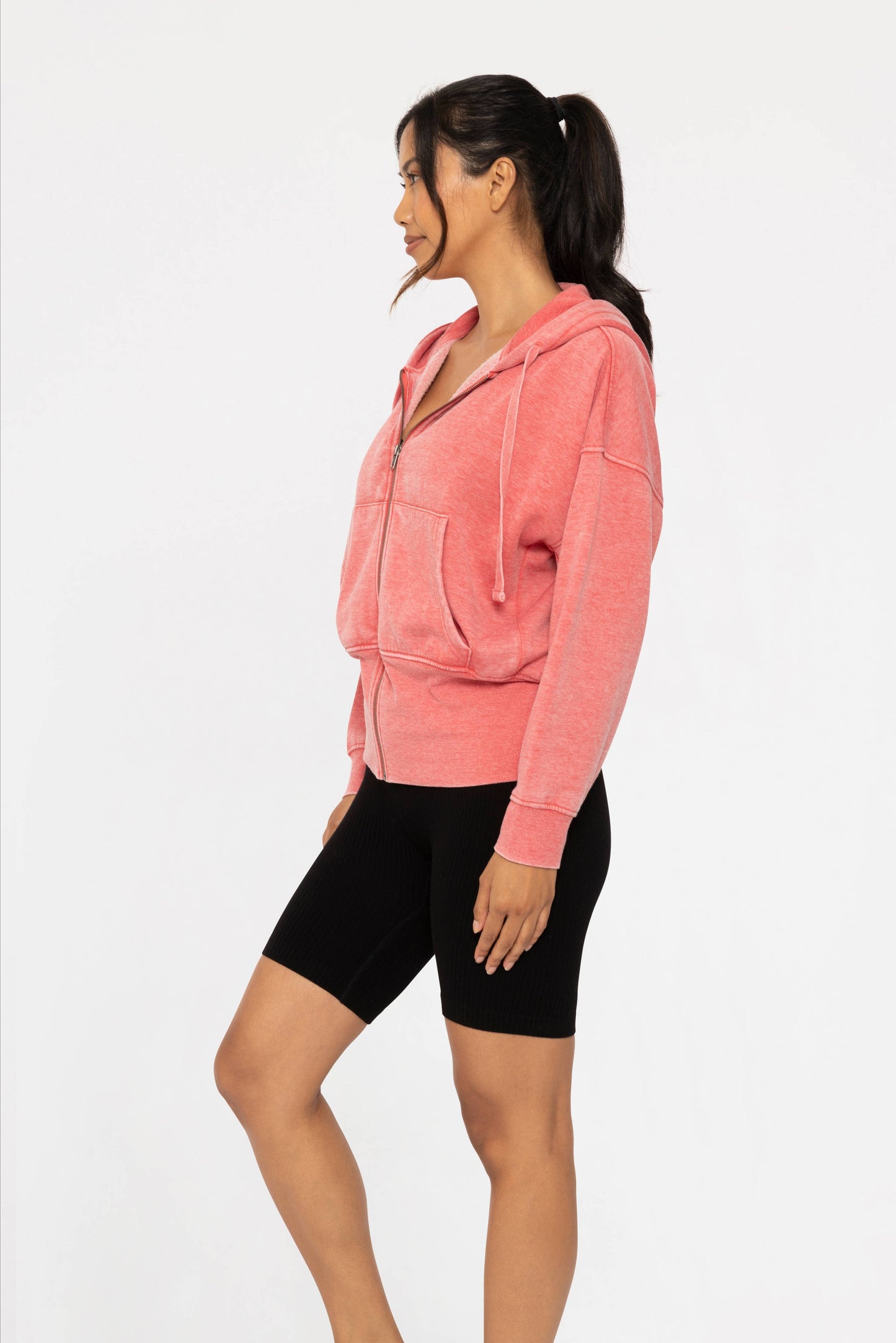 Fleece Hoodie Jacket with Tapered Sleeves
