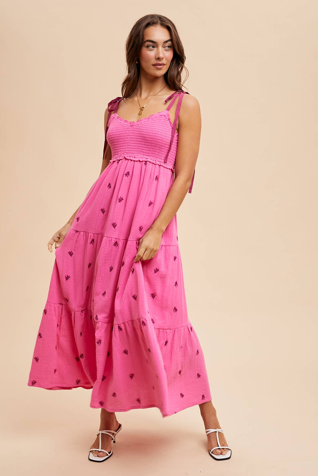 Hot pink floral maxi