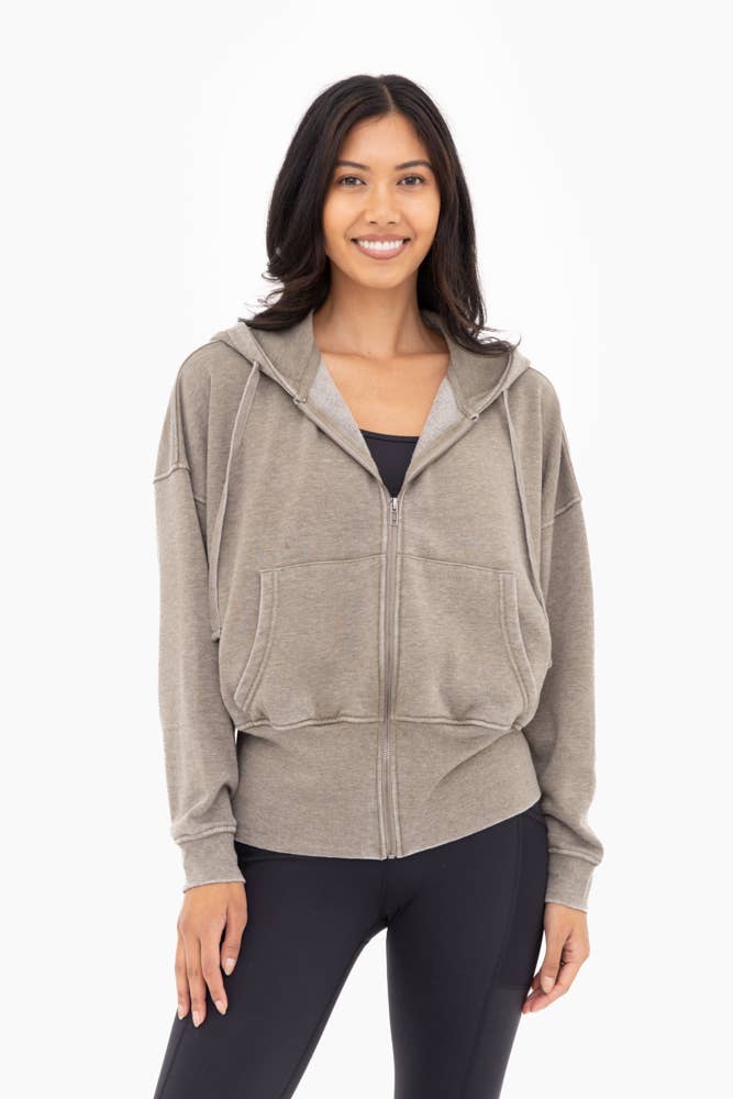Fleece Hoodie Jacket with Tapered Sleeves