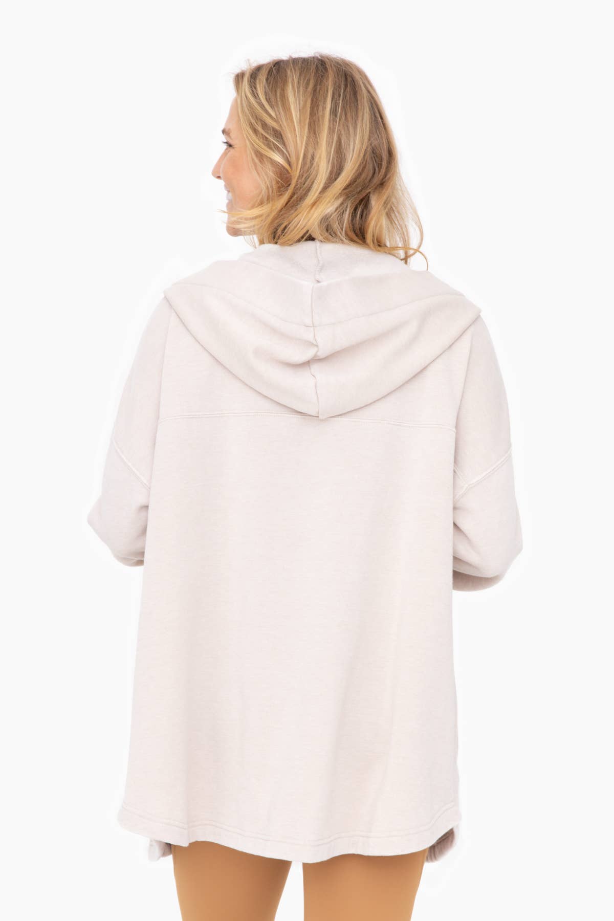 Mineral Washed Fleece Hooded Cardigan