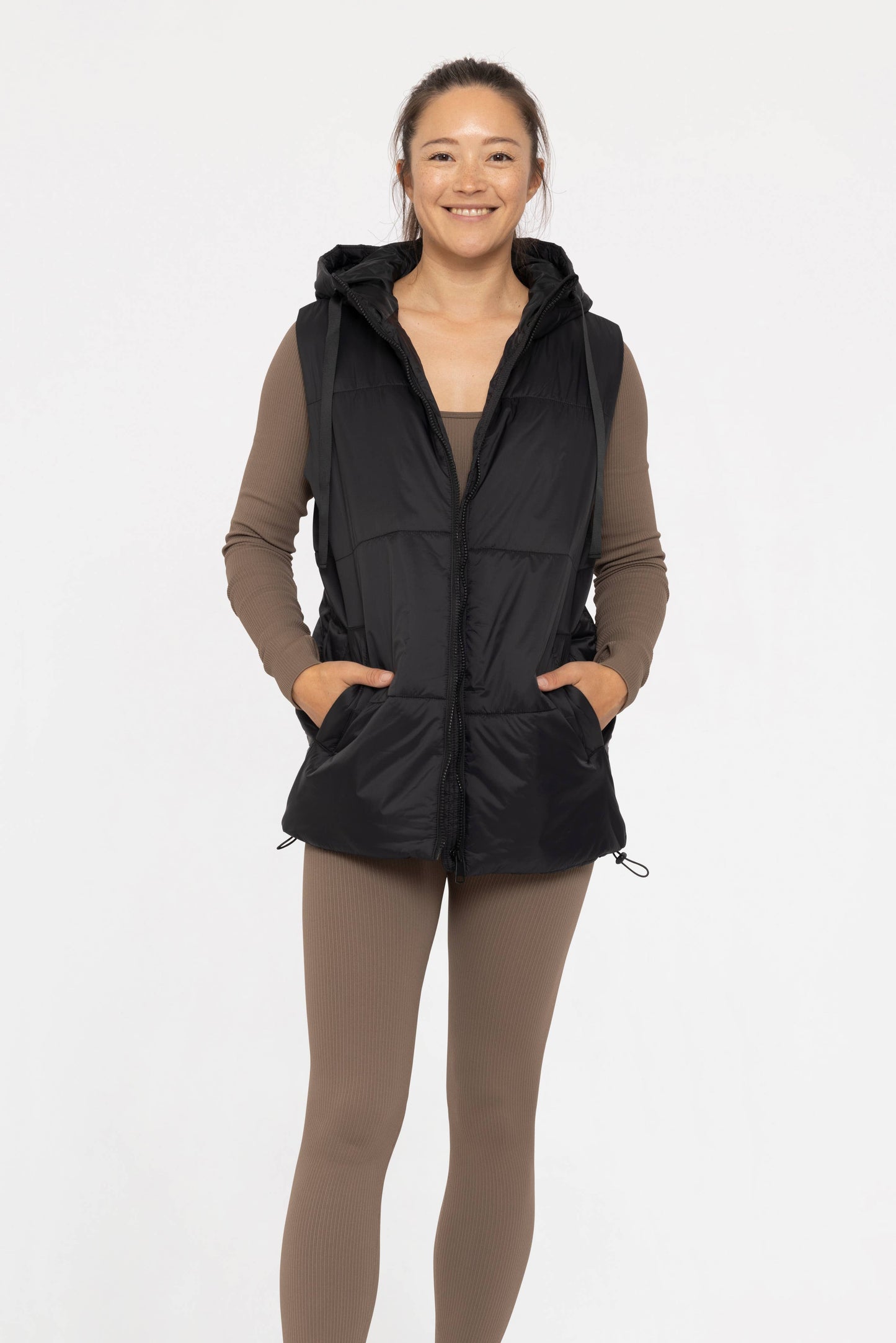 Longline High Neck Padded Vest