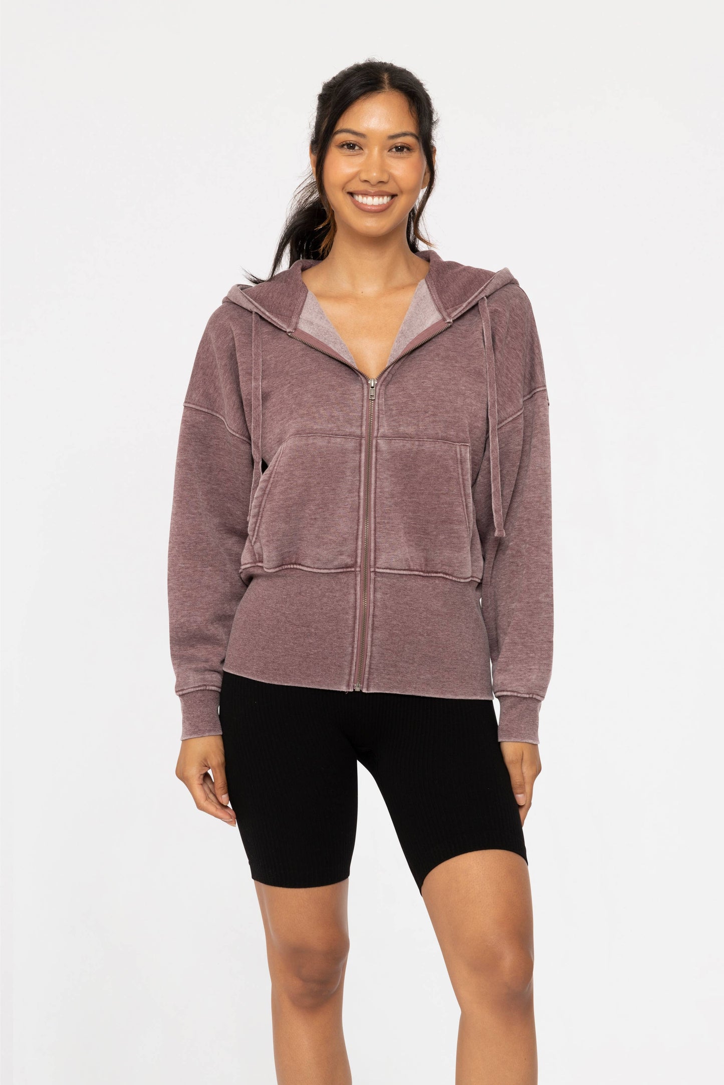 Fleece Hoodie Jacket with Tapered Sleeves