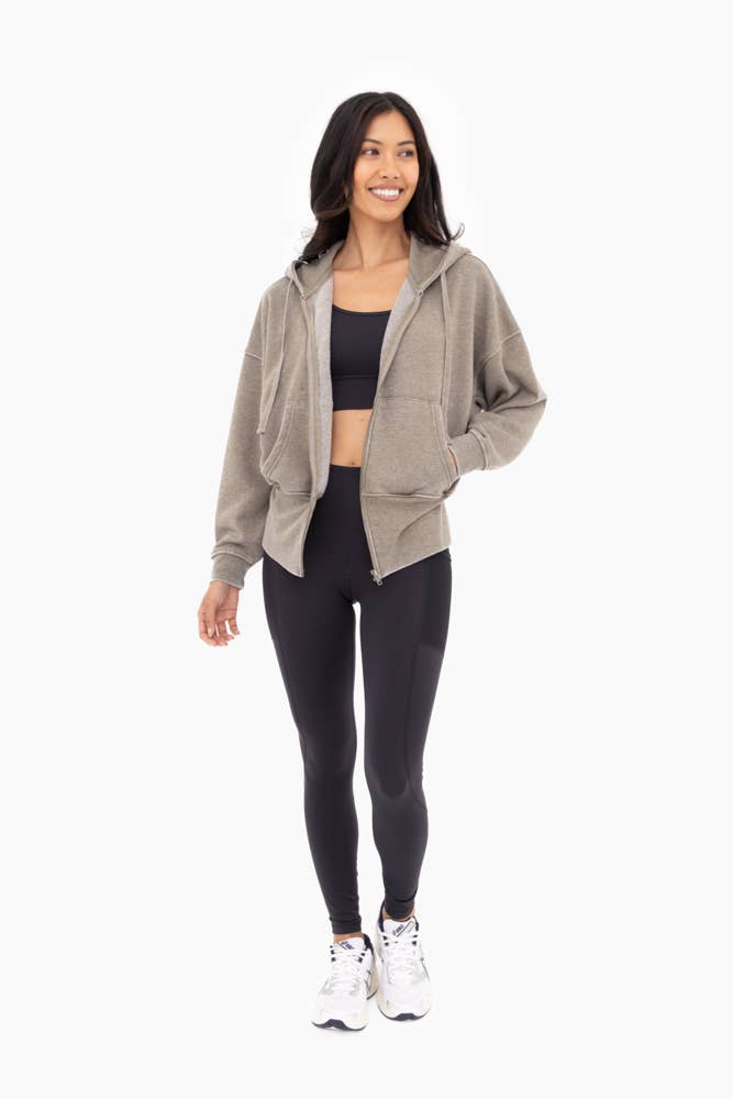 Fleece Hoodie Jacket with Tapered Sleeves