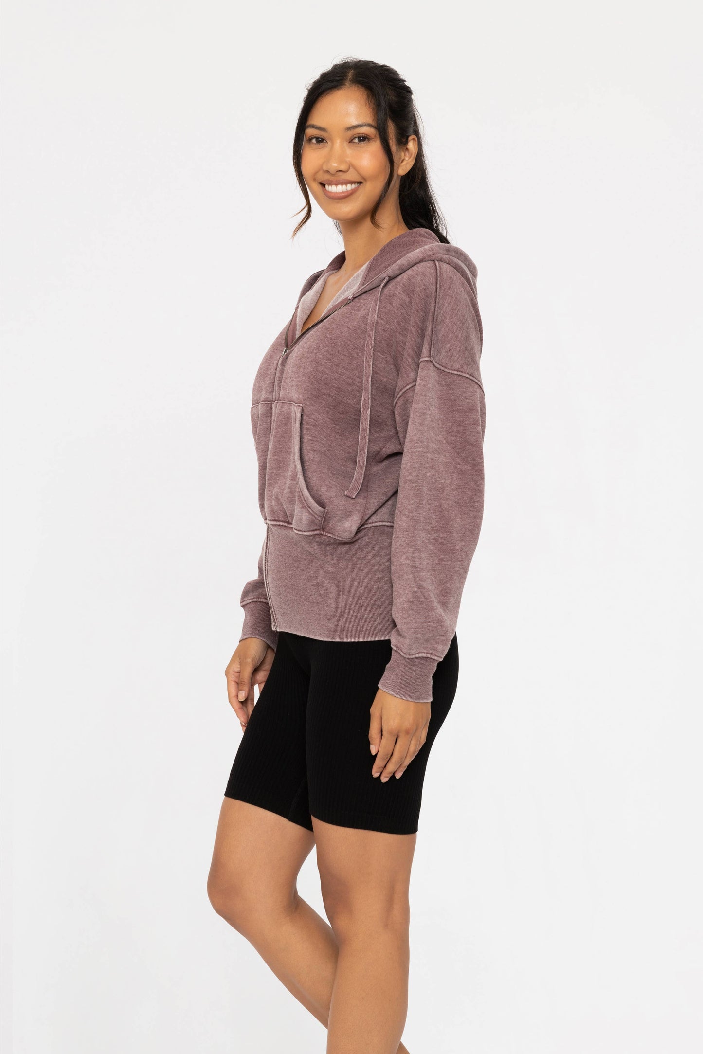Fleece Hoodie Jacket with Tapered Sleeves