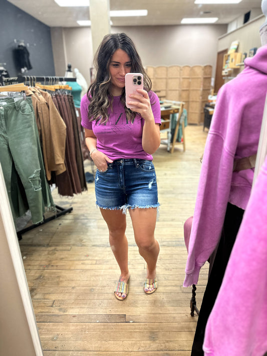 Maddi Frayed Hem Denim Shorts
