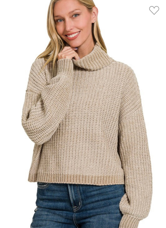 Cropped Chenille Sweater