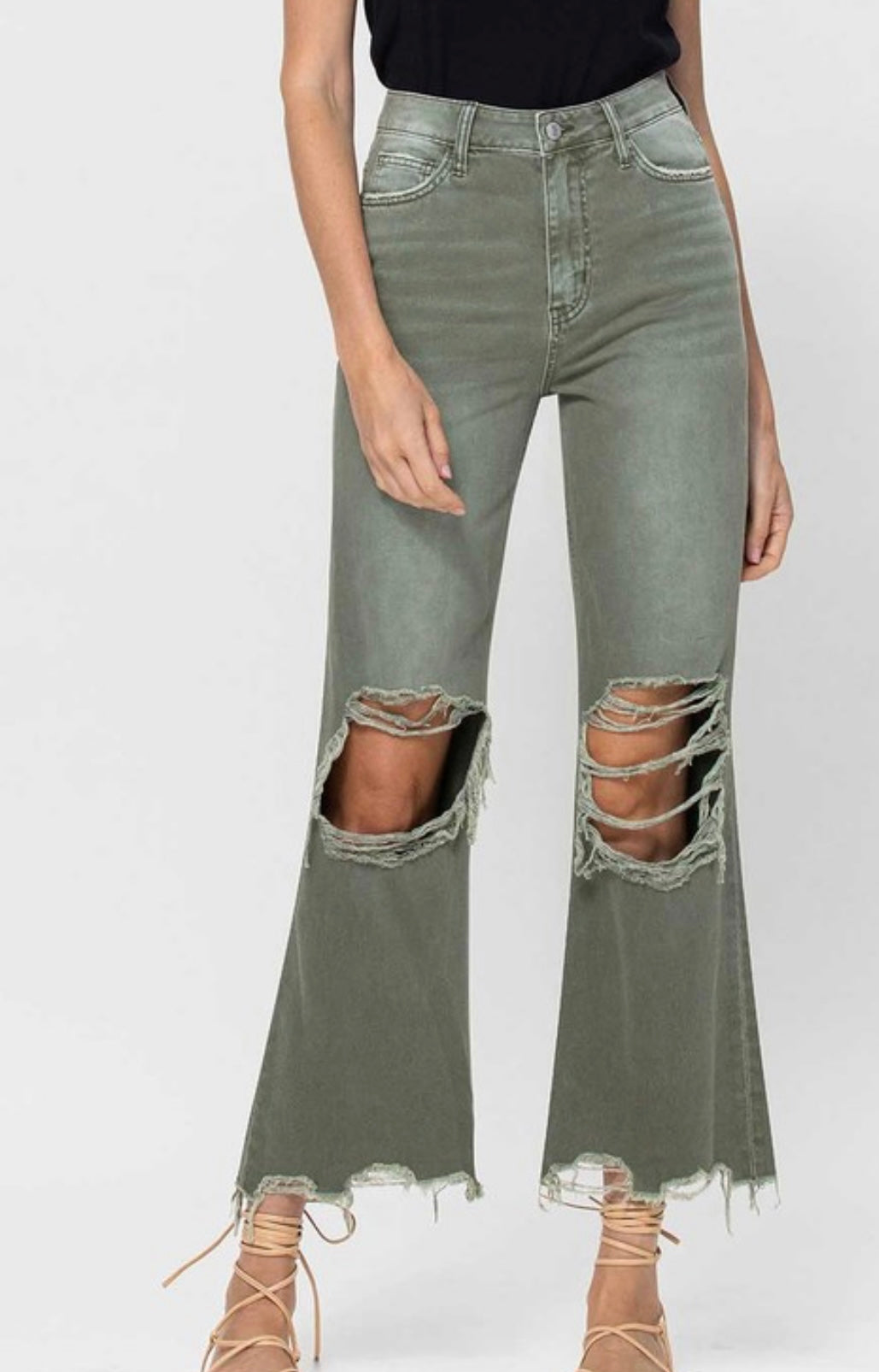 Vervet 90s Vintage high rise crop-Olive