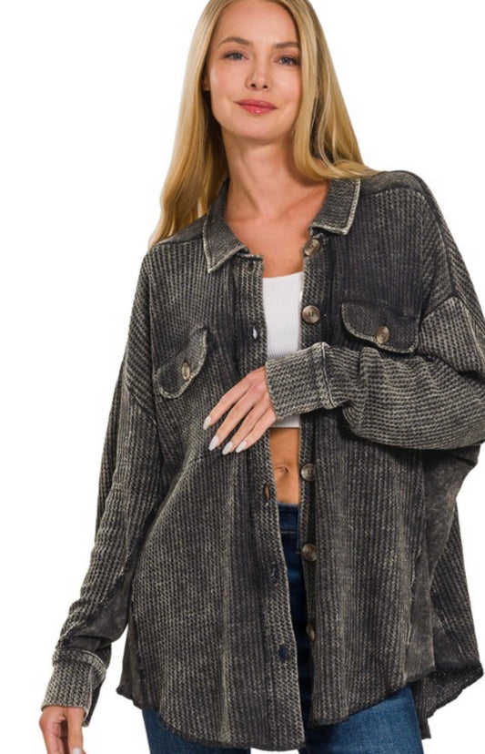 Harvest Waffle knit Shacket