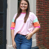 Pink Color Block Top