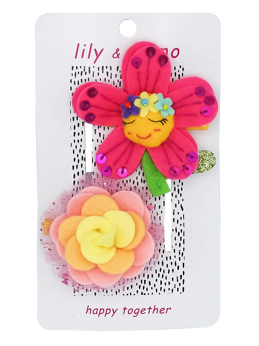 Happy Floral Felt clip set