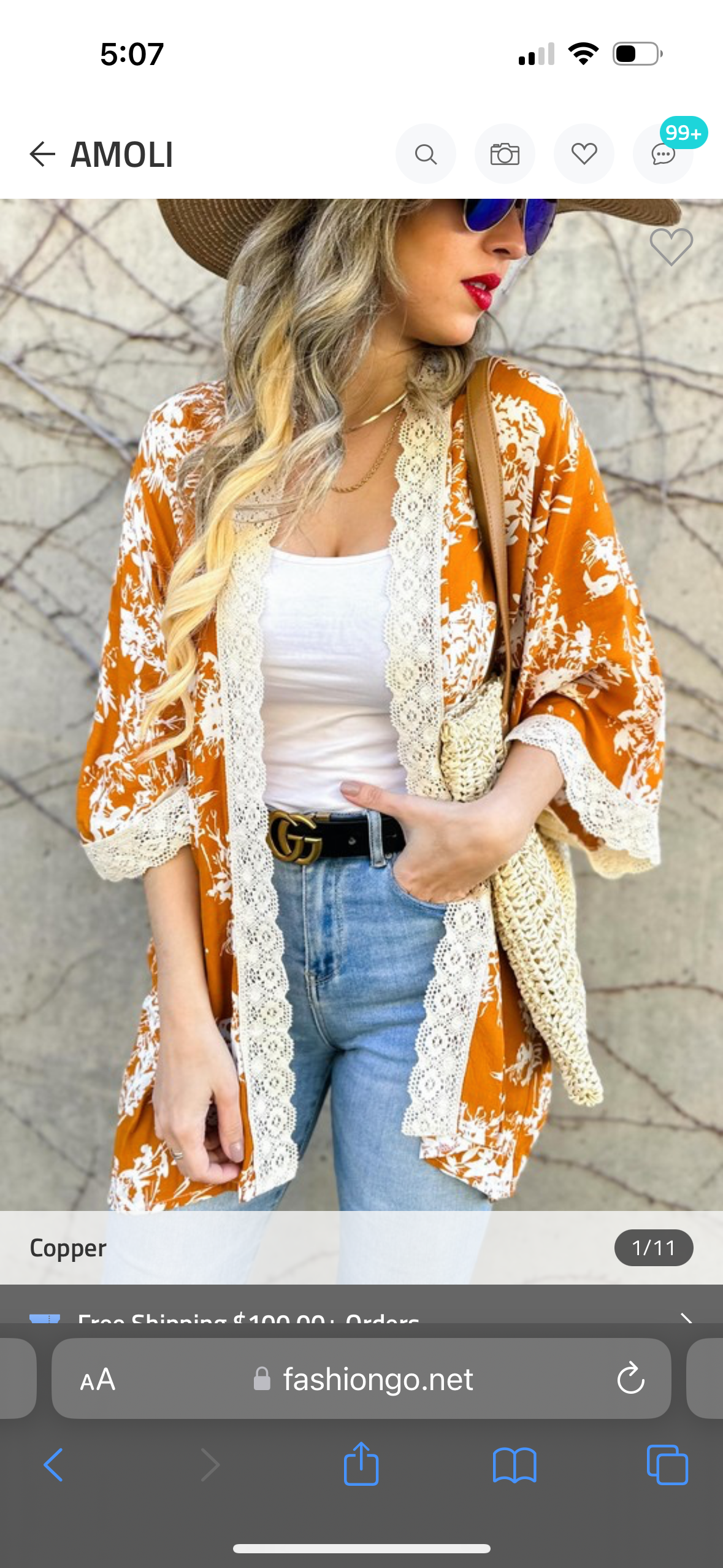 Copper Floral Lace kimono