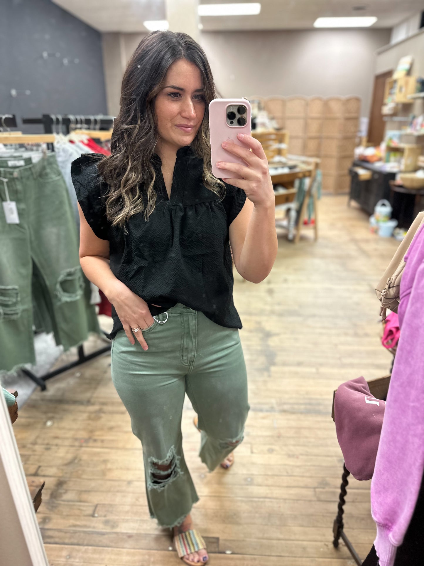 Vervet 90s Vintage high rise crop-Olive