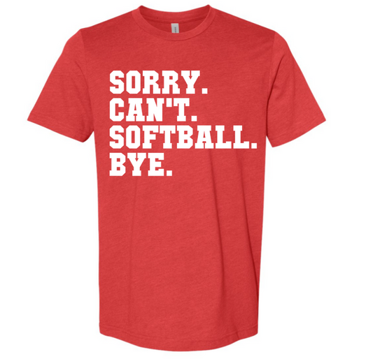 Unisex Bella Sorry, softball (Royal, Red, Black)