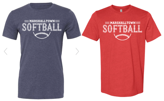 Unisex Bella Softball Tee (Red, Heathered navy)