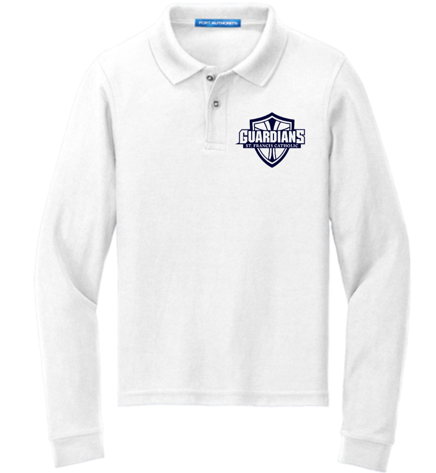 Youth Port Authority Longsleeve Logo Polo White