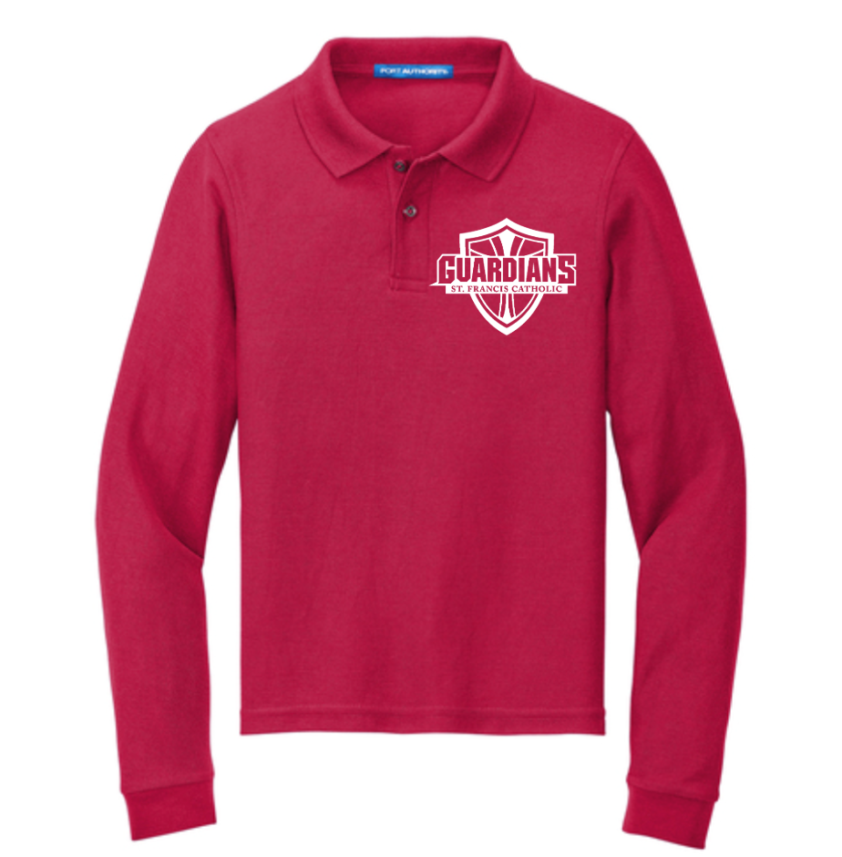 Youth Port Authority Longsleeve Logo Polo Red