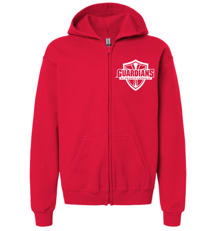 Youth full zip Logo Hoodie (Red)