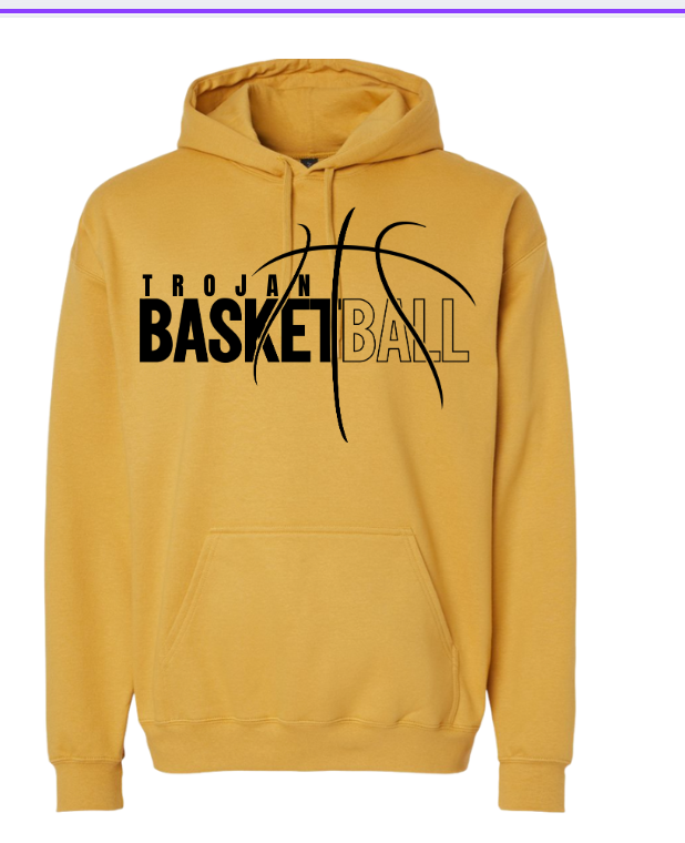Trojan Unisex Gildan Mustard Basketball Hoodie