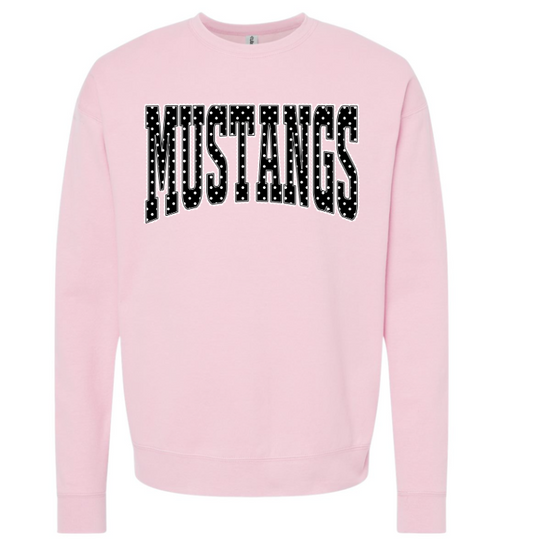 Pink Polka Dot Mascot Mustangs Crewneck