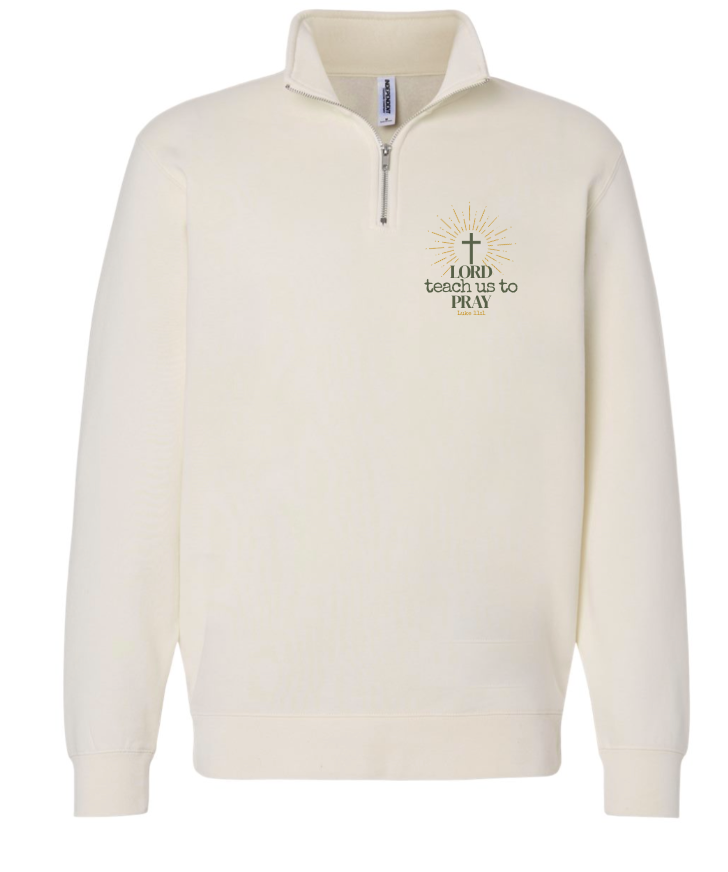 Unisex Adult Ivory chest logo 1/4 zip