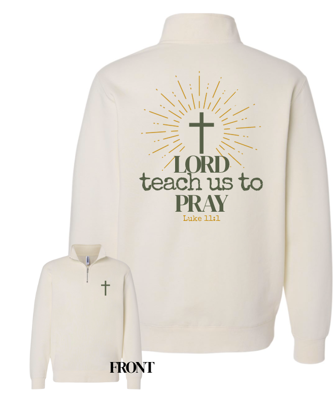 Unisex Adult Ivory Oversized back logo 1/4 zip