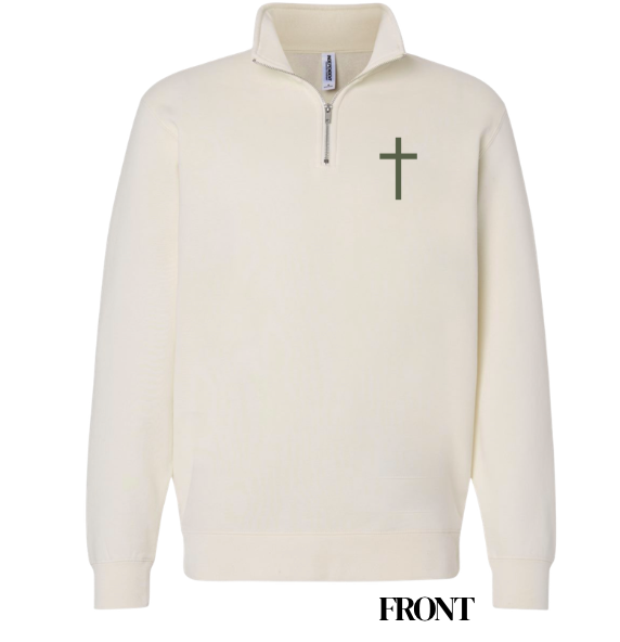 Unisex Adult Ivory Oversized back logo 1/4 zip