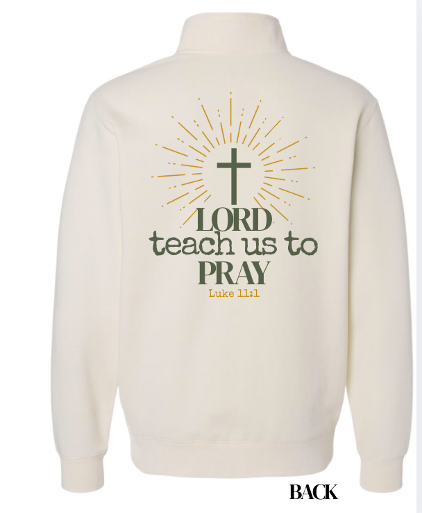 Unisex Adult Ivory Oversized back logo 1/4 zip