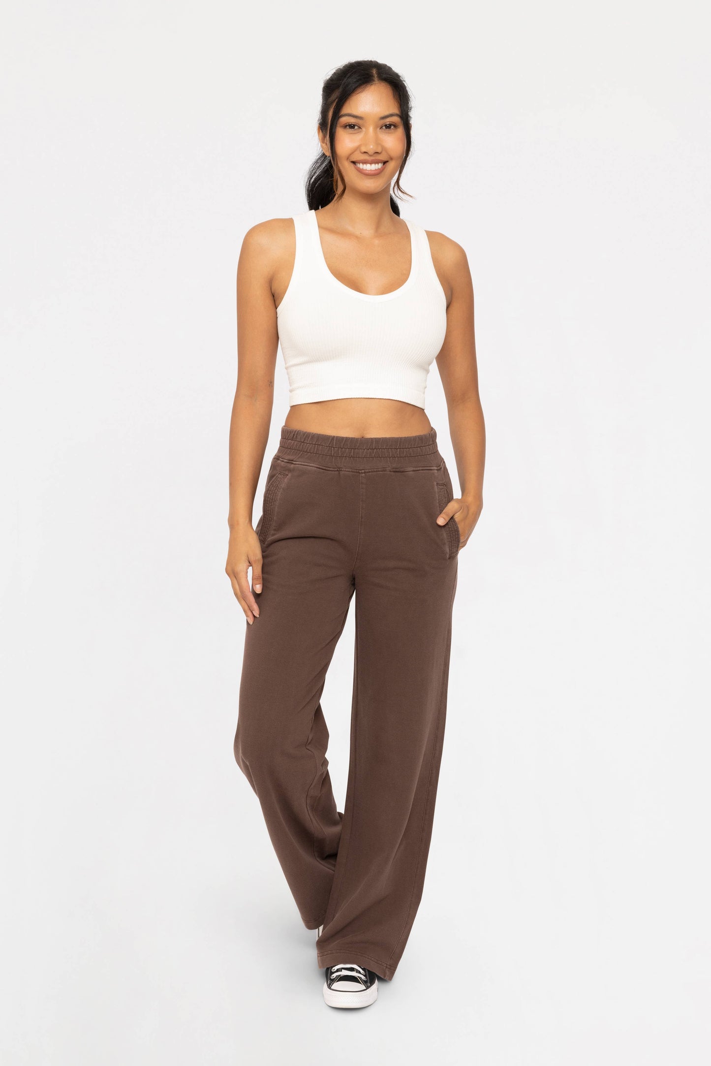 Mineral Washed French Terry Wide Leg Pants